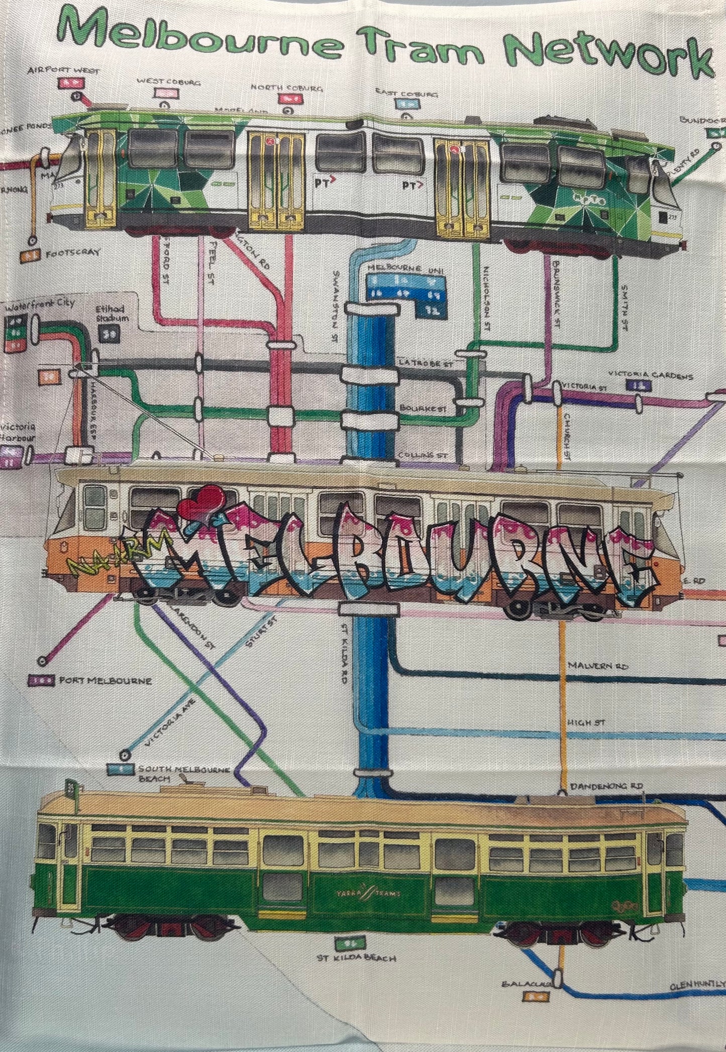 Melbourne Trams Tea Towel