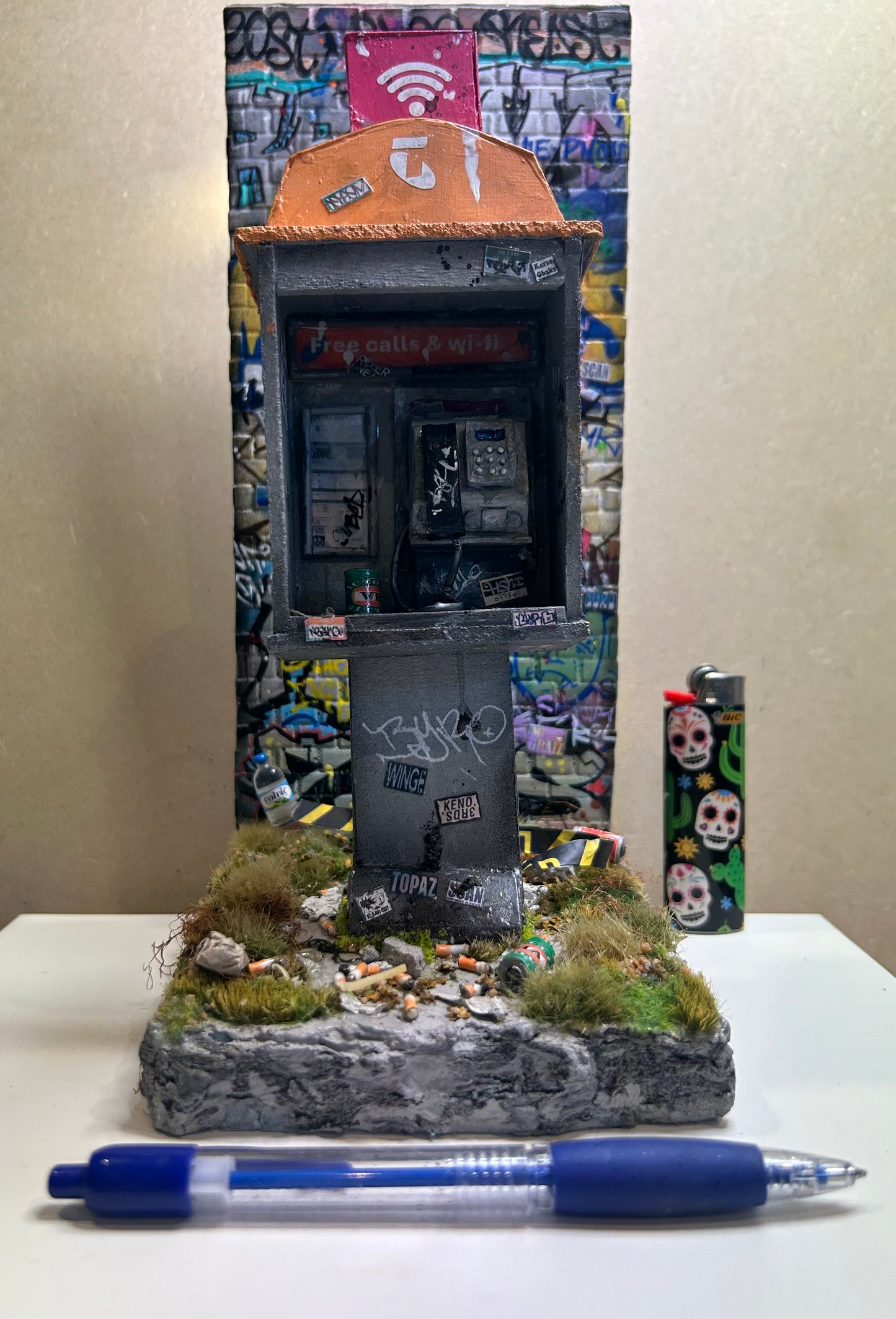 Handcrafted Telstra Payphone Diorama