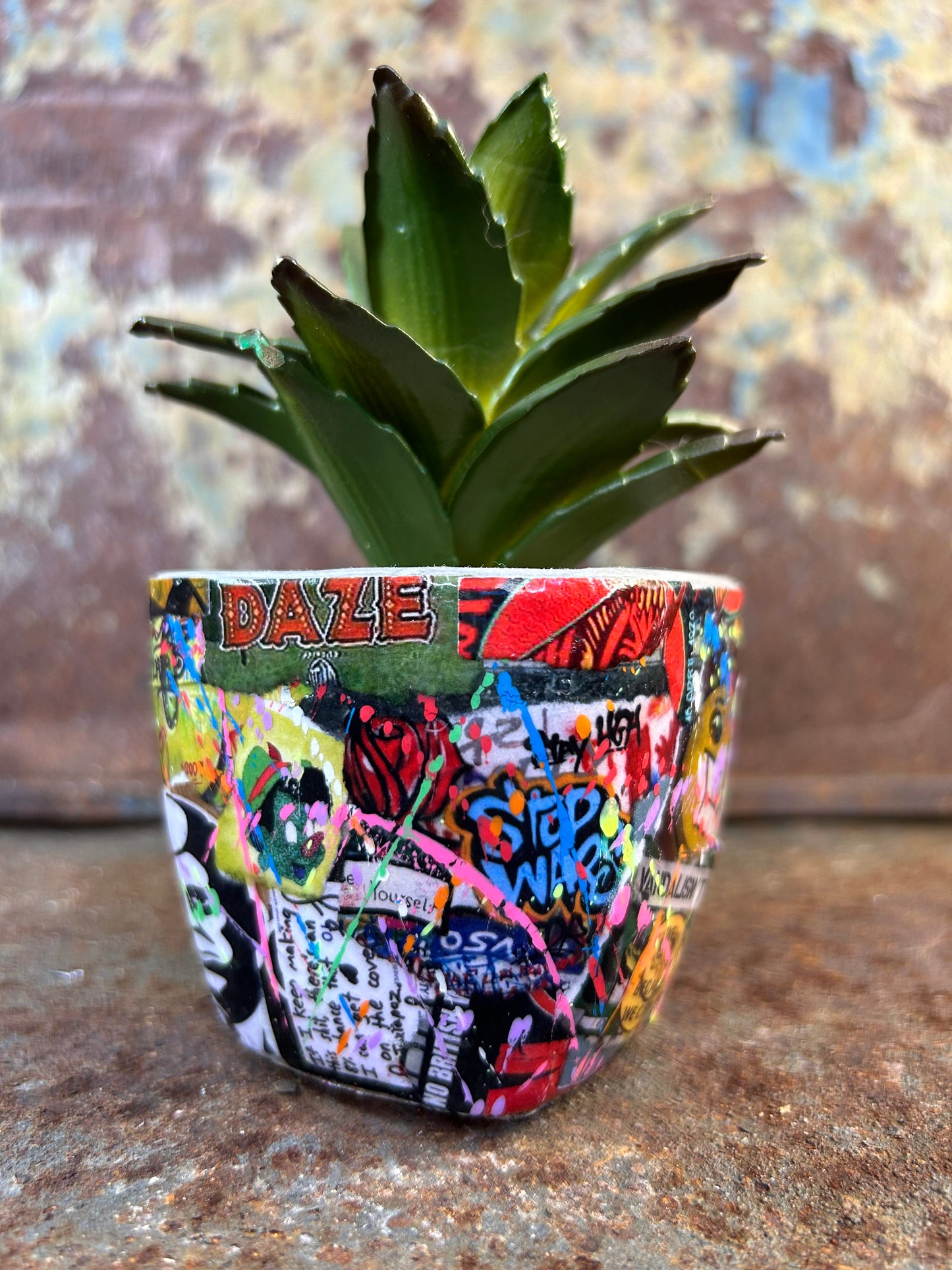 Urban Jungle Mini- Street Art Concrete Pot Plant (Copy)