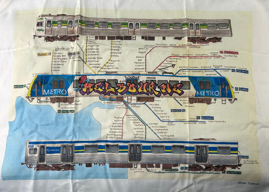 Melbourne Train Tea Towel