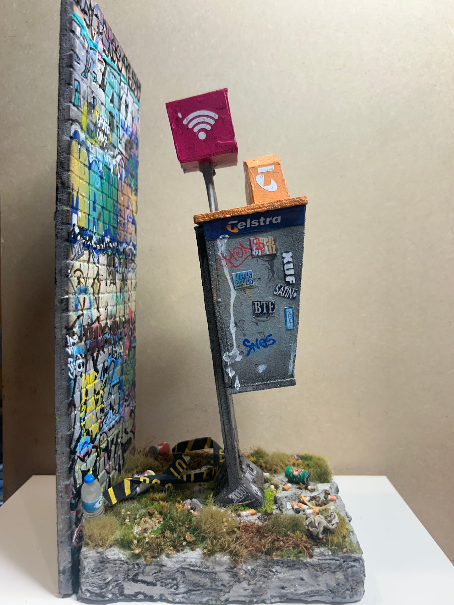 Handcrafted Telstra Payphone Diorama