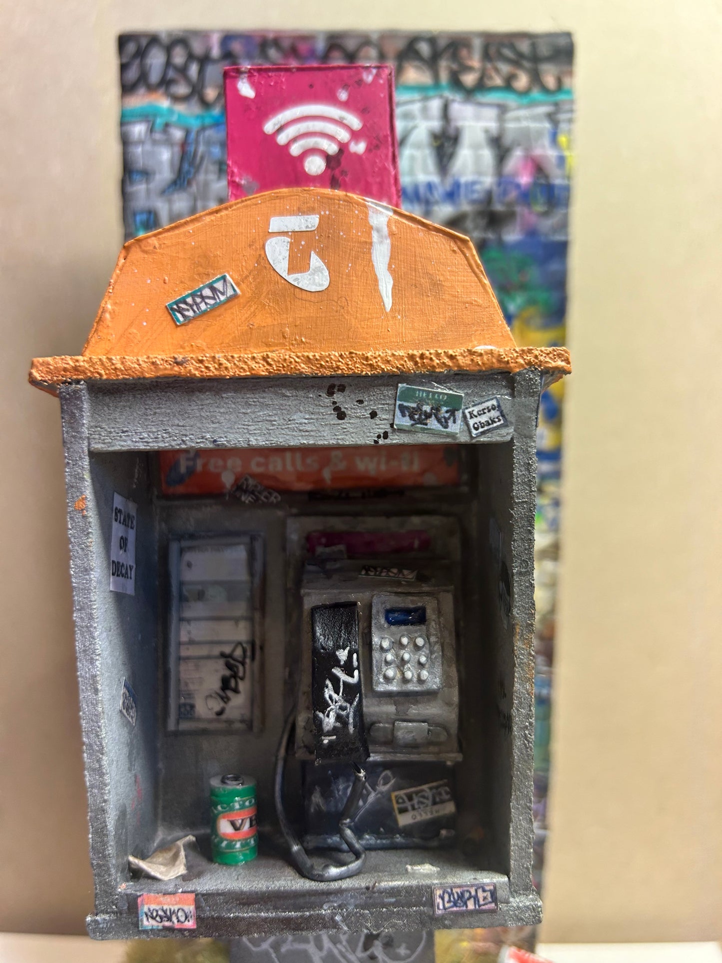 Handcrafted Telstra Payphone Diorama