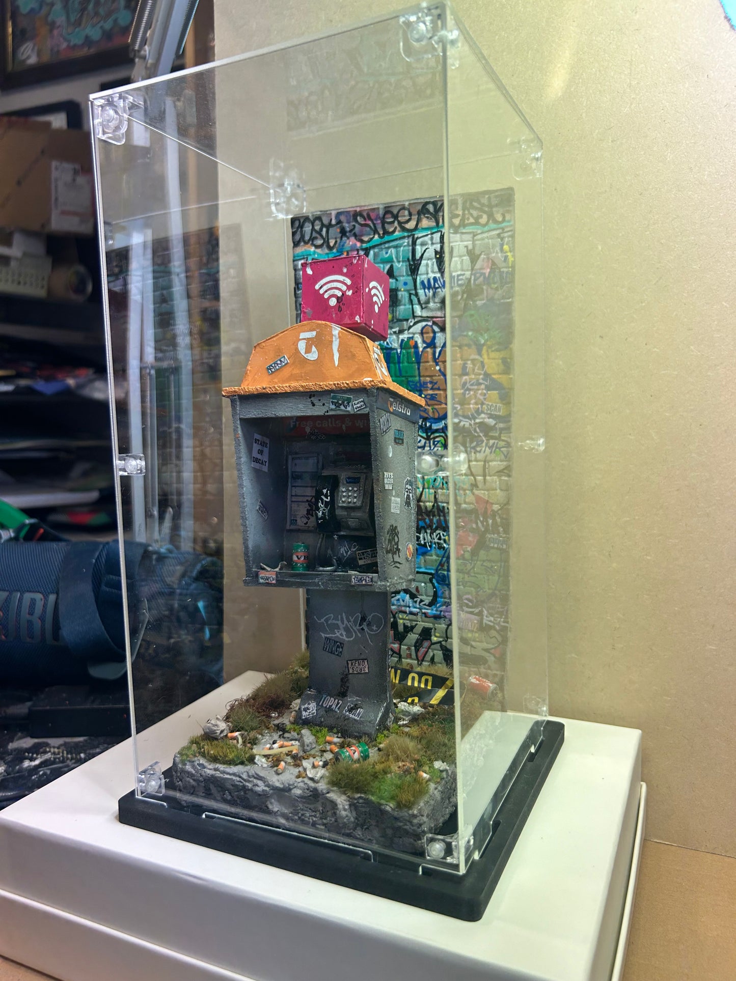 Handcrafted Telstra Payphone Diorama