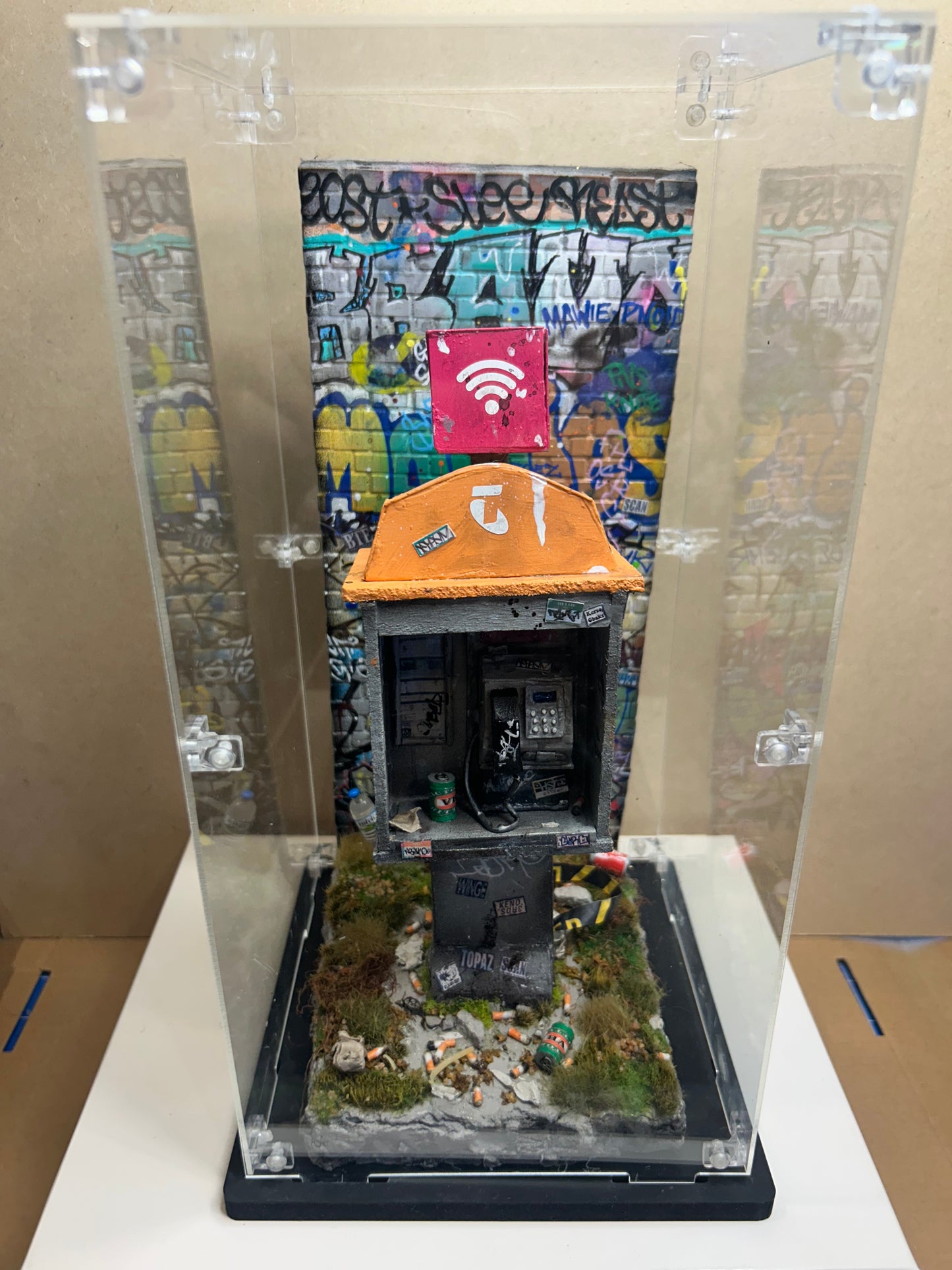 Handcrafted Telstra Payphone Diorama