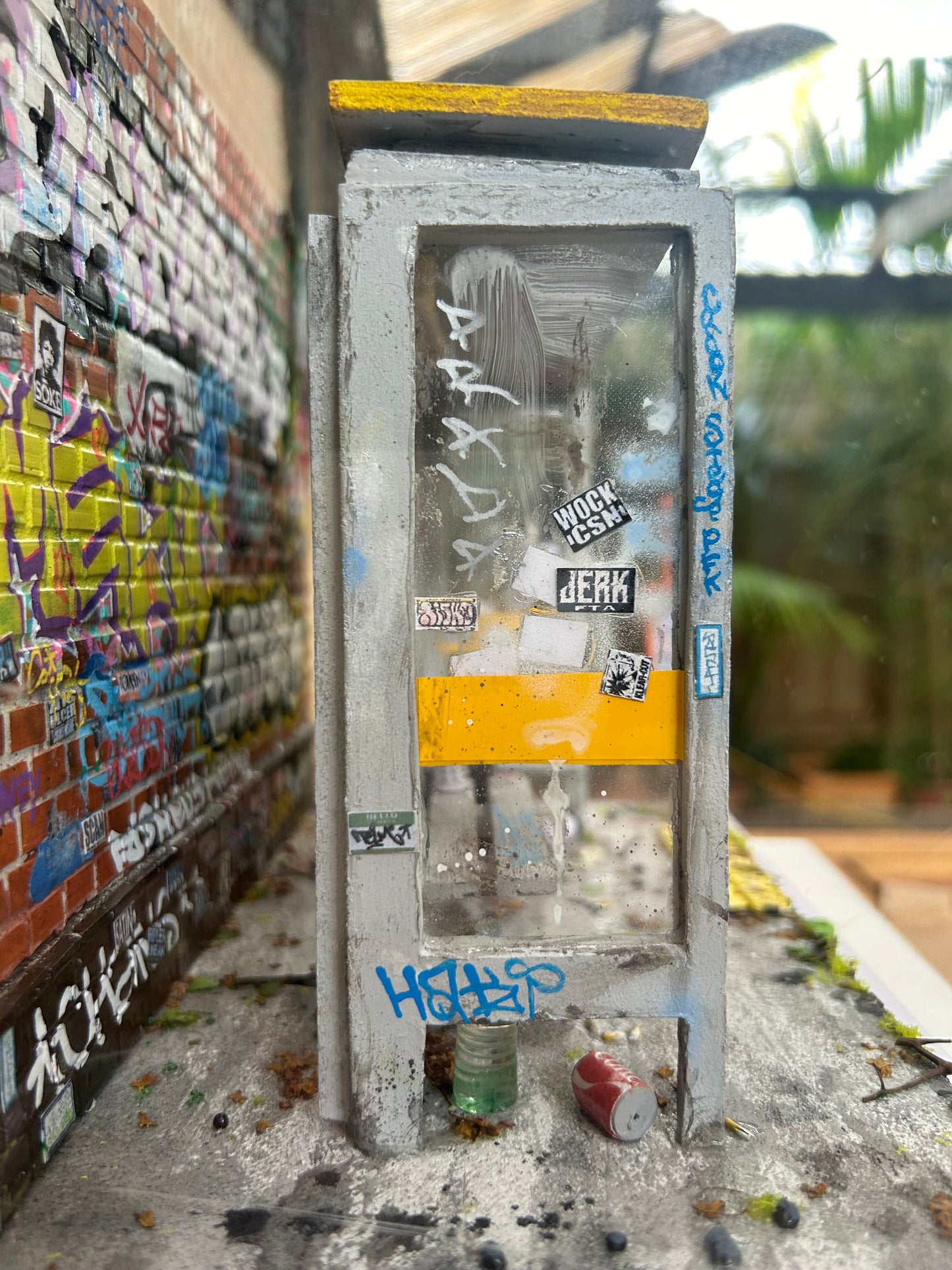 Handcrafted Graffiti Bus Stop Diorama