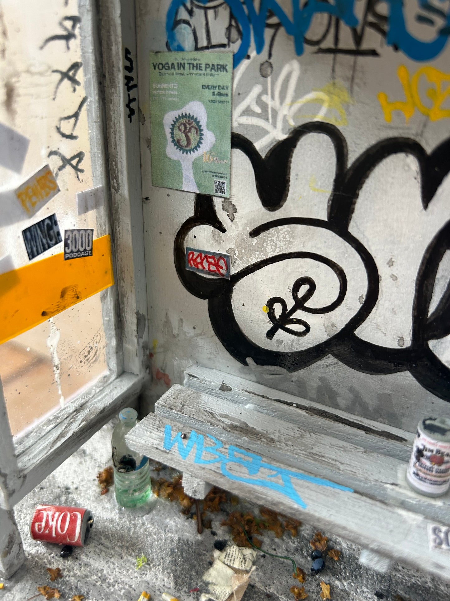 Handcrafted Graffiti Bus Stop Diorama