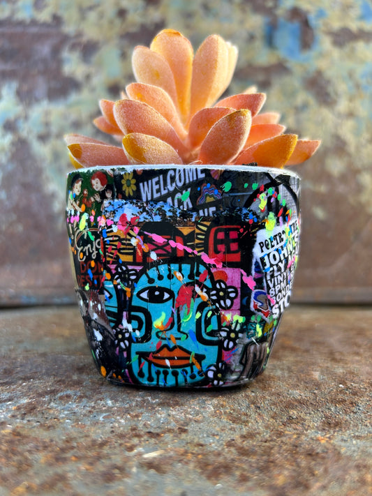 Urban Jungle Mini- Street Art Concrete Pot Plant