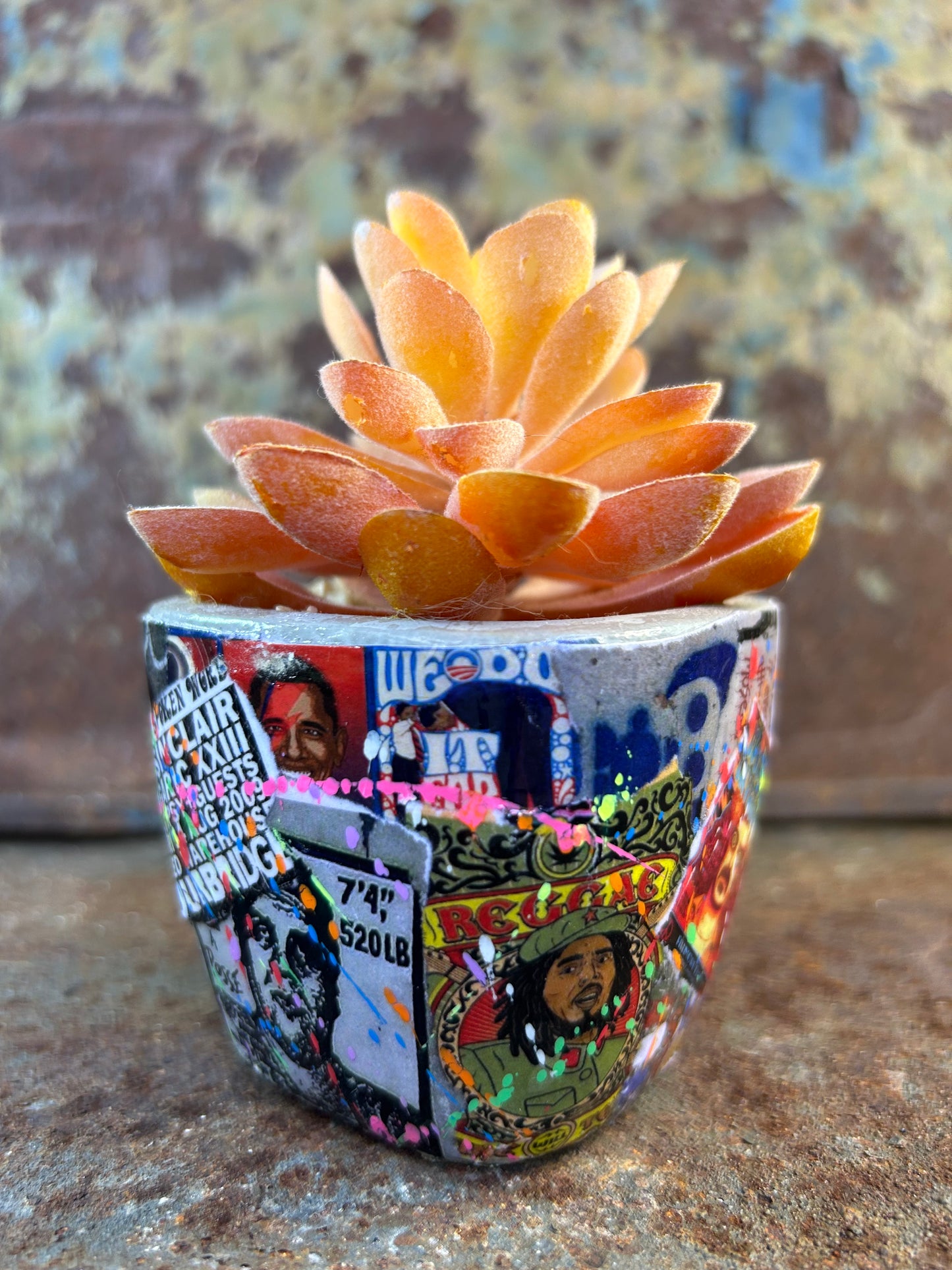 Urban Jungle Mini- Street Art Concrete Pot Plant