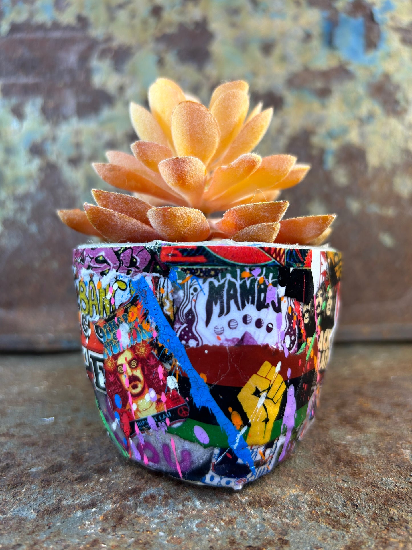 Urban Jungle Mini- Street Art Concrete Pot Plant