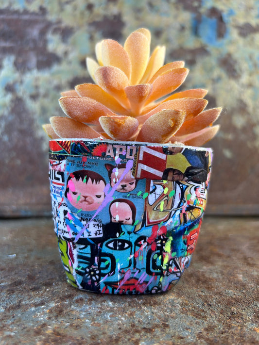 Urban Jungle Mini- Street Art Concrete Pot Plant on
