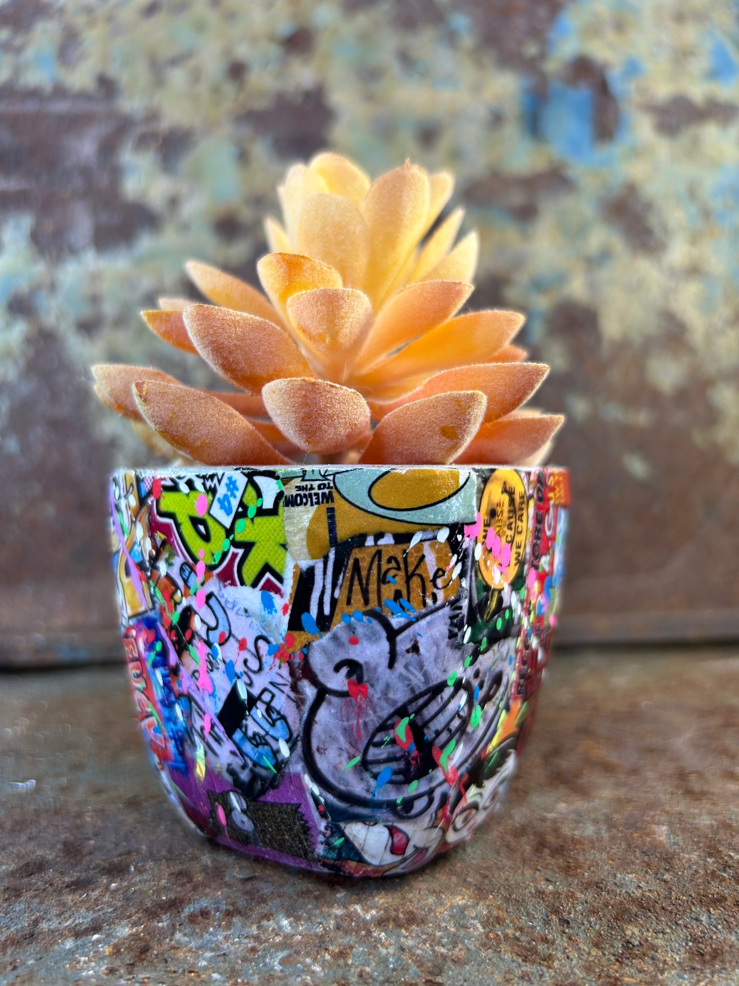 Urban Jungle Mini- Street Art Concrete Pot Plant on